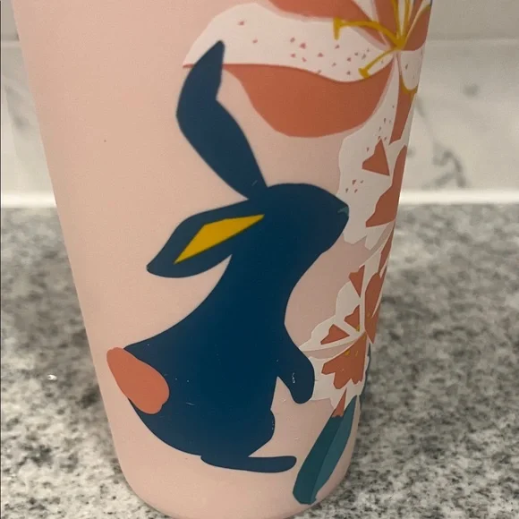 Starbucks Spring Easter Bunny Pink Rainbow Floral Ceramic Tumbler Mug 12 oz - Picture 5 of 12